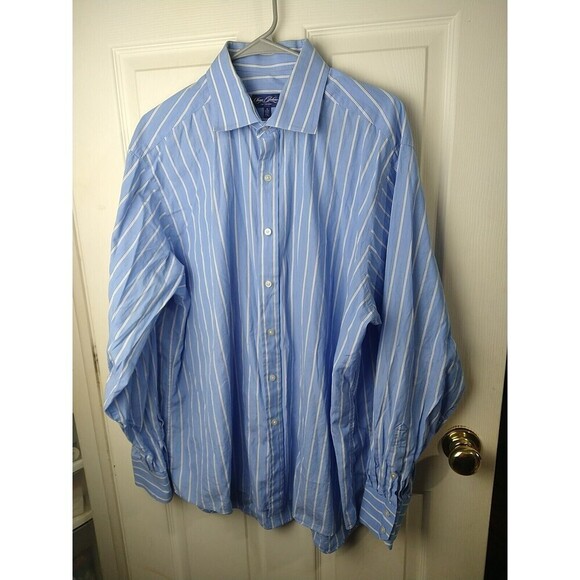 Sean John Shirt Mens XXL 18 36/37 Blue Button Up Dress Shirt Long Sleeve Striped - Picture 1 of 10